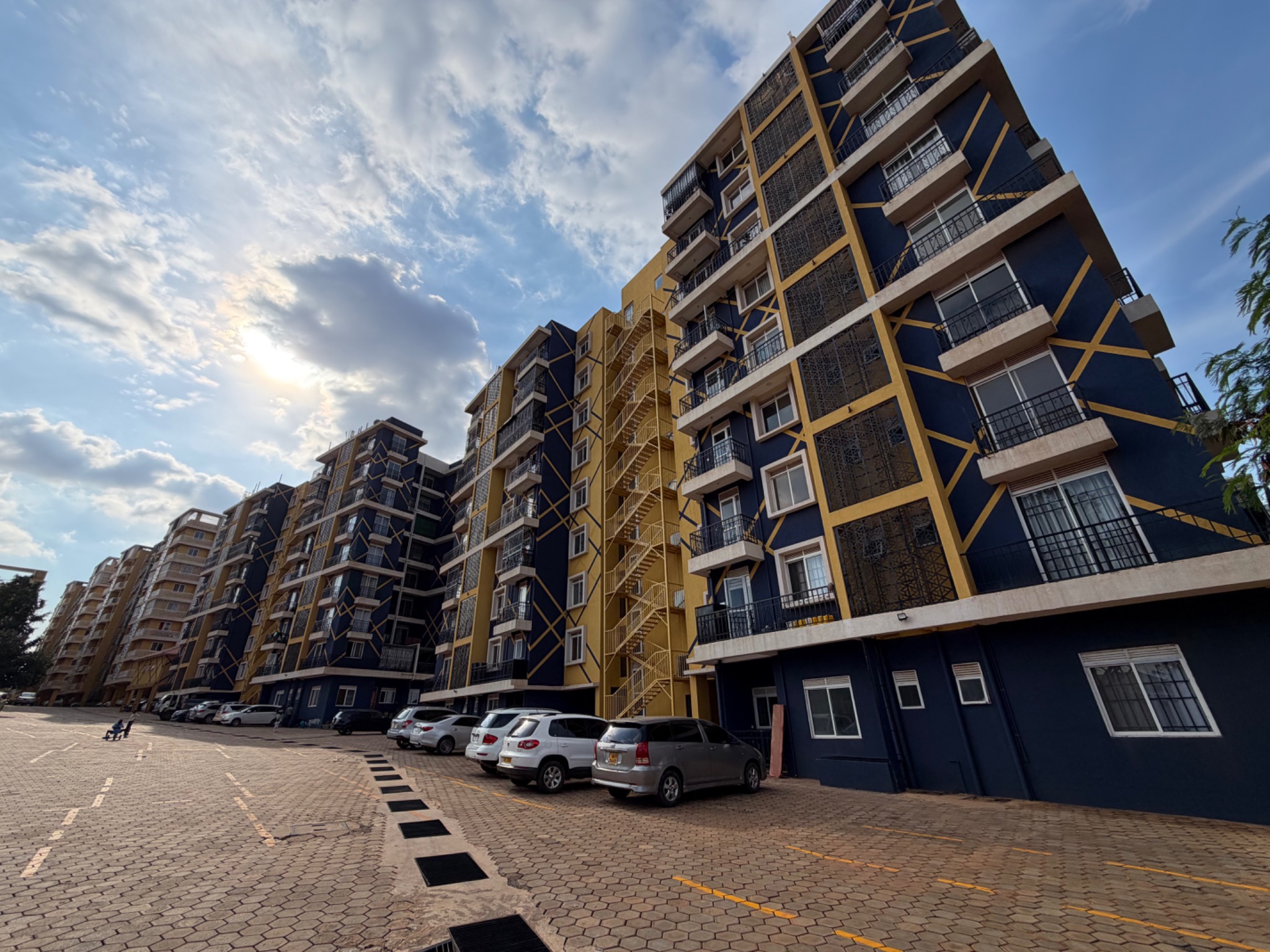 Apartment buildings and courtyard
